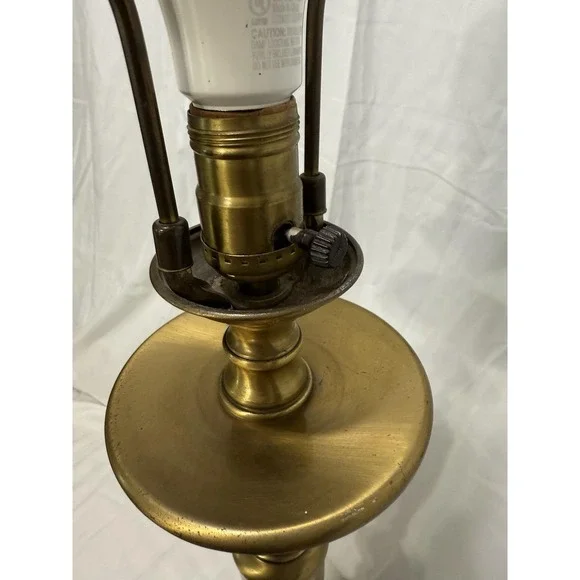 Vintage Mid Century Modern Brass Table Lamp Works 32 Tall No Shade Included